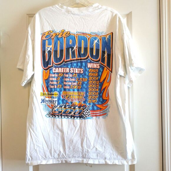 Eric Gordon USAC Sprint Car T Shirt Double Sided Mens L Racing Stats Open Wheel - Picture 2 of 4